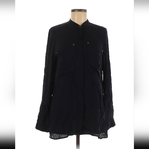 MICHAEL Michael Kors Tops - MICHAEL Michael Kors 100% Silk Black blouse Size M with bilateral frontal pocket